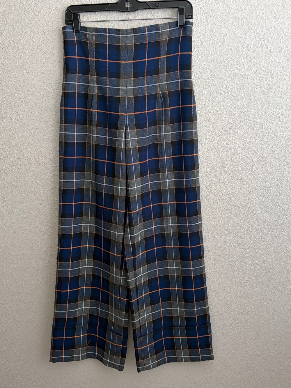 Zara Pleated Blue Tartan Plaid Top and Matching Wide-Leg Plaid Preppy Pants Set - Picture 7 of 12